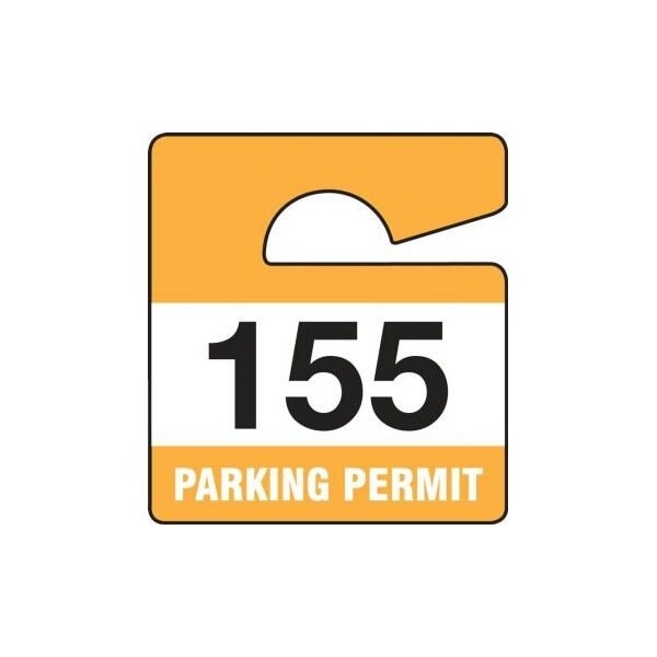 Accuform Parking Permit Tag, Numbered 200-299, Blue, 3in x 2.75in, Laminated PF-Cardstock, 100PK TNT820BUC - main